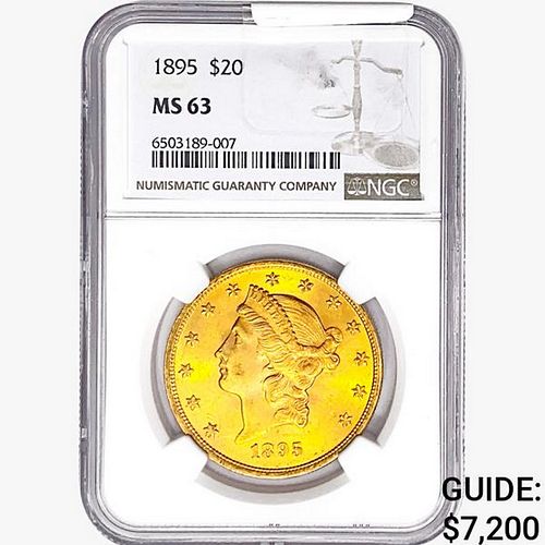 1895 $20 Gold Double Eagle NGC MS63 