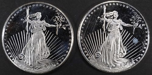 (2) 1 OZ .999 SILVER ST. GAUDENS ROUNDS