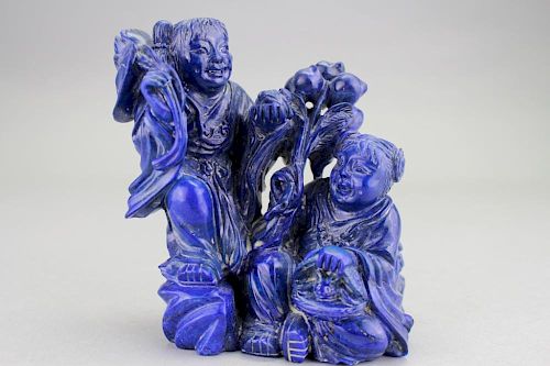 Chinese Carved Lapis, Children Figures