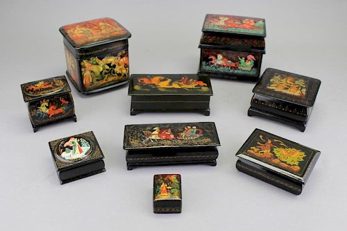 (9) Russian Lacquerware Boxes