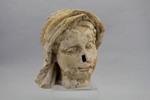 Early Antique Carved Stone Bust of a Woman