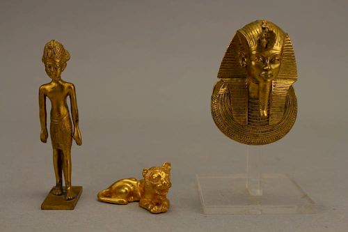 (3) 20th C. Gilt Bronze Egyptian Articles