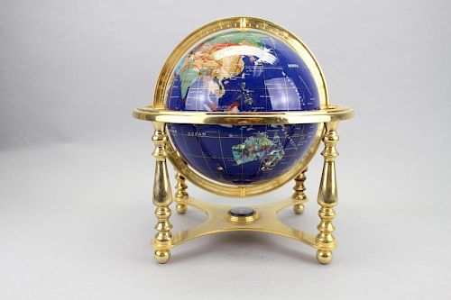 Semi-Precious Stone Globe w/ Stand