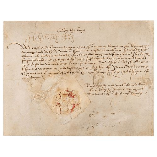 King Henry VIII Document Signed during the Occupation of Tournai (1514)