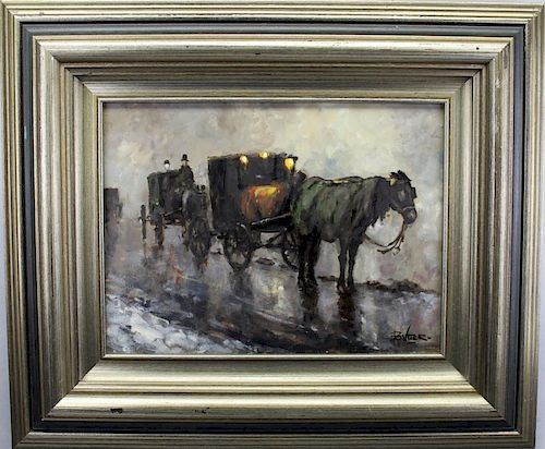 Signed Butler, Early 20th C. Horse Drawn Carriage