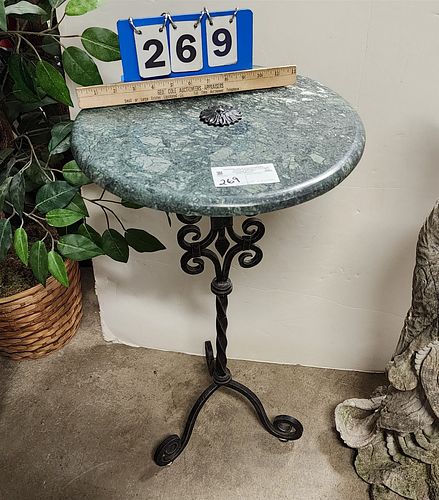 Wrought Marble Top Stand 28"H X 15" Diam