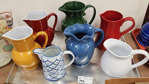 Tray 7 Ceramic Pitchers Incl Emile Henry