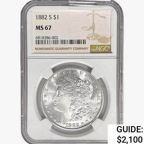 1882-S Morgan Silver Dollar NGC MS67 