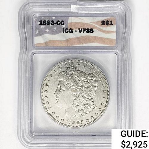 1893-CC Morgan Silver Dollar ICG VF35 