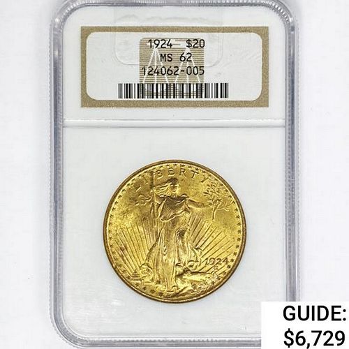 1924 $20 Gold Double Eagle NGC MS62 