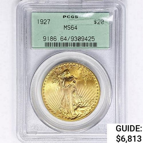 1927 $20 Gold Double Eagle PCGS MS64 