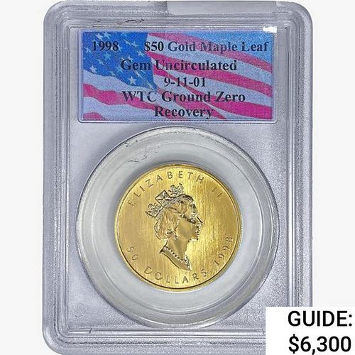 1998 $50 Canada 1oz. Gold PCGS Gem Unc. 