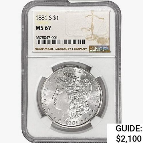 1881-S Morgan Silver Dollar NGC MS67 