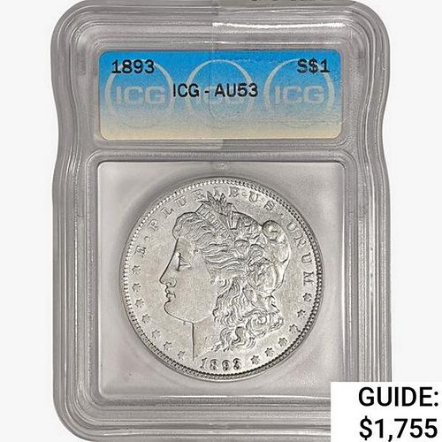 1893 Morgan Silver Dollar ICG AU53 