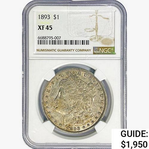 1893 Morgan Silver Dollar NGC XF45 