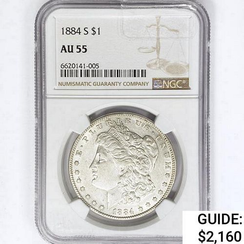 1884-S Morgan Silver Dollar NGC AU55 