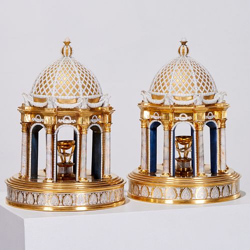Nice pair Paris porcelain tempietto models