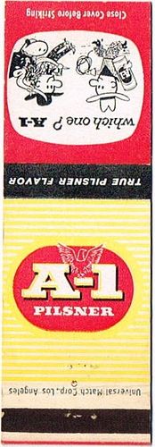 1955 A - 1 Pilsner Beer 113mm AZ - ARIZONA - C - 4 Matchcover Phoenix Arizona