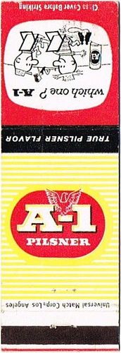 1955 A - 1 Pilsner Beer 113mm AZ - ARIZONA - C - 1 Matchcover Phoenix Arizona