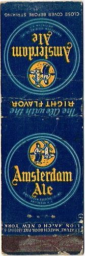 1934 Amsterdam Ale Feature 115mm NY - AMSTER - 3 Matchcover Amsterdam New York
