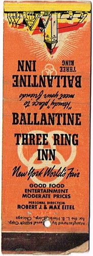 1939 Ballantine Beer 111mm NJ - BALL - 2 Matchcover Newark New Jersey