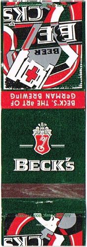 1997 Beck's Beer 111mm GER - BECK - 3 Matchcover Bremen Germany