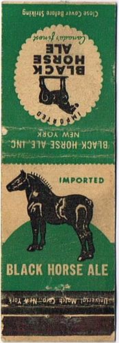 1938 Black Horse Ale 113mm CAN - Q - DAWES - 2 Matchcover Montreal Canada