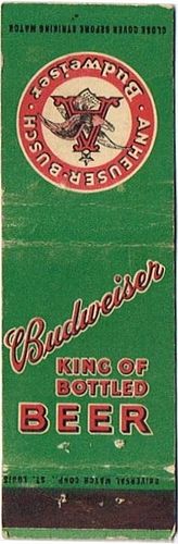 1933 Budweiser Beer 120mm MO - AB - 2a Matchcover St. Louis Missouri