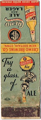 1933 Cremo Ale/Lager 118mm CT - CREMO - 1 Matchcover New Britain Connecticut