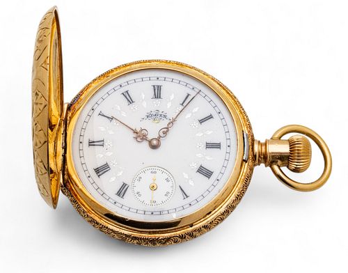 Elgin National Watch Company (American) 14K Yellow Gold Pocket Watch, Dia. 1.5"