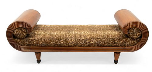 Austrian Biedermeier Style Walnut & Ebonized Wood Day Bed, Ca. 1930, H 30" W 26" L 78"