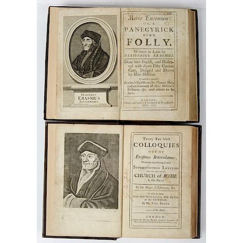 [Philosophy - Theology] Two 18th C. Works by Erasmus of Rotterdam, in English, 1709 and 1725