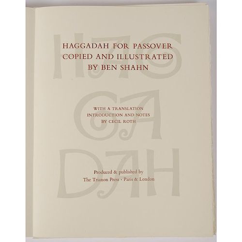 [Illustrated - Judaica] Signed Limited Haggadah by Ben Shahn, Trianon Press, 1966