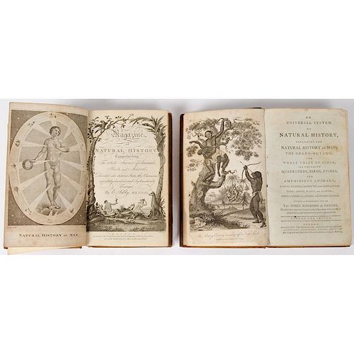 [Illustrated - Natural History] 2 Volumes Sibley Magazine of Natural History, 1795 with 35 Engraved Illustrations - Man and A