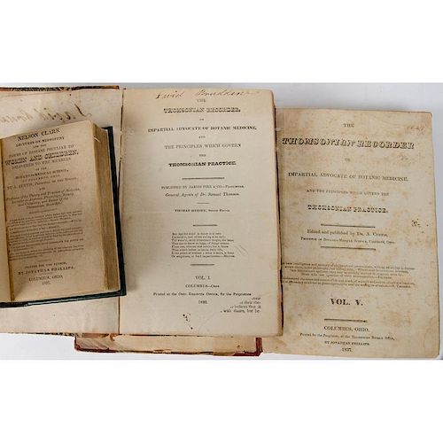[Botanic Medicine - Thomson - Curtis - Ohio] 2 Bound Volumes Thomsonian Recorder Plus Curtis on Midwifery, Columbus Imprints