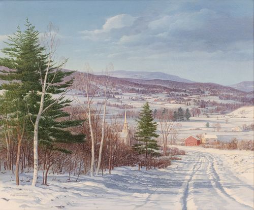 Carl Wuermer (American, 1900-1981) Oil on Canvas, "No. 484 Valley in Winter", H 20" W 24"