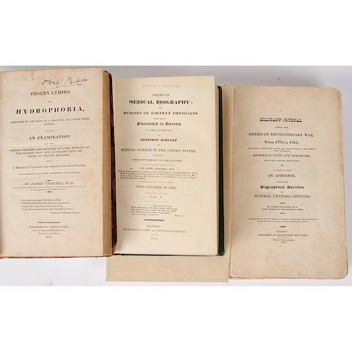 [Medicine - Americana] 3 Books By Revolutionary War Surgeon James Thacher - Including Military Journal 1823