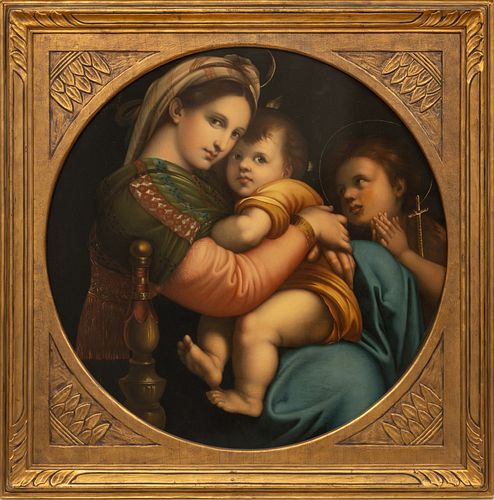 After Raffaello Sanzio Da Urbino (Italian, 1483-1520) Late 18th/early 19th C., "The Madonna Della Seggiola", Dia. 29"