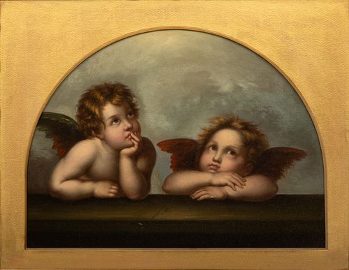 Oil on Canvas, 1874, "Two Cherubs After Raphael", H 15" W 20"