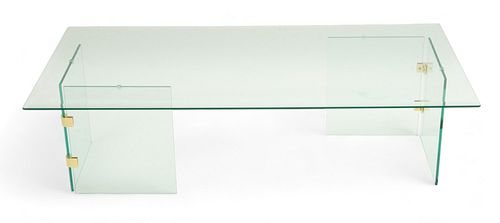 Leon Rosen (American) for Pace Collection, Glass Top Coffee Table Ca. 1970, H 15.25" W 25.75" L 51.75"