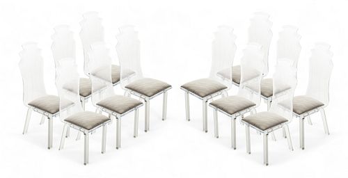 Art Van (American) 20th Century Lucite Dining Chairs Set of 12 H 42.75" W 16" Depth 18"