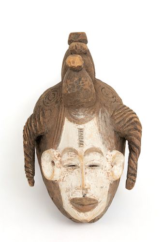 Nigeria, Igbo Peoples, Carved Wood, Maiden Spirit Mask (Agbogho Mmwo) Ca. 20th Century, H 15" W 9"