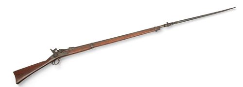 Springfield Model 1873 Trap Door Rifle And Enfield M1853 Bayonet, 19th C., L 35.75"