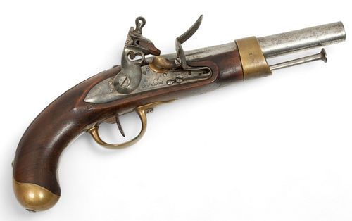 French Year Model XIII Flintlock Cavalry Pistol, St. Etienne, Ca. 1812, L 7.25"