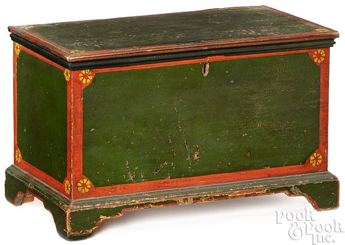 Painted pine miniature blanket chest, mid 19th c.