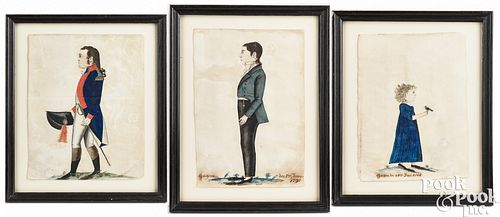 Jacob Maentel, three watercolor portraits