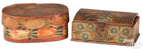 Two painted dresser boxes, 19th c.