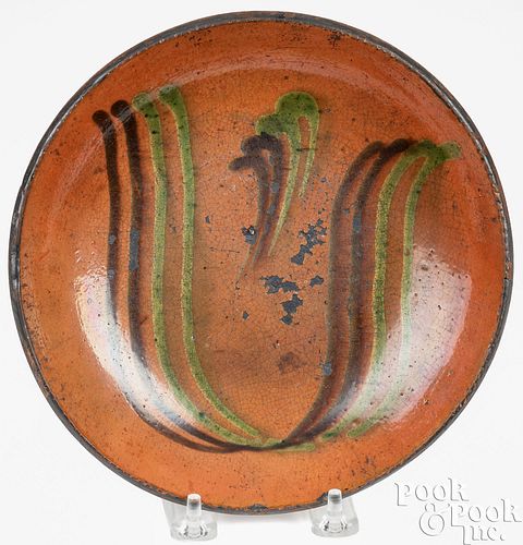 Dryville, Pennsylvania redware plate, 19th c.