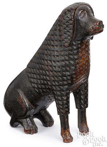 Attributed to Aaron Mountz, carved seated spaniel