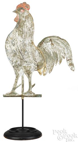 Small swell-bodied rooster weathervane, 19th c.